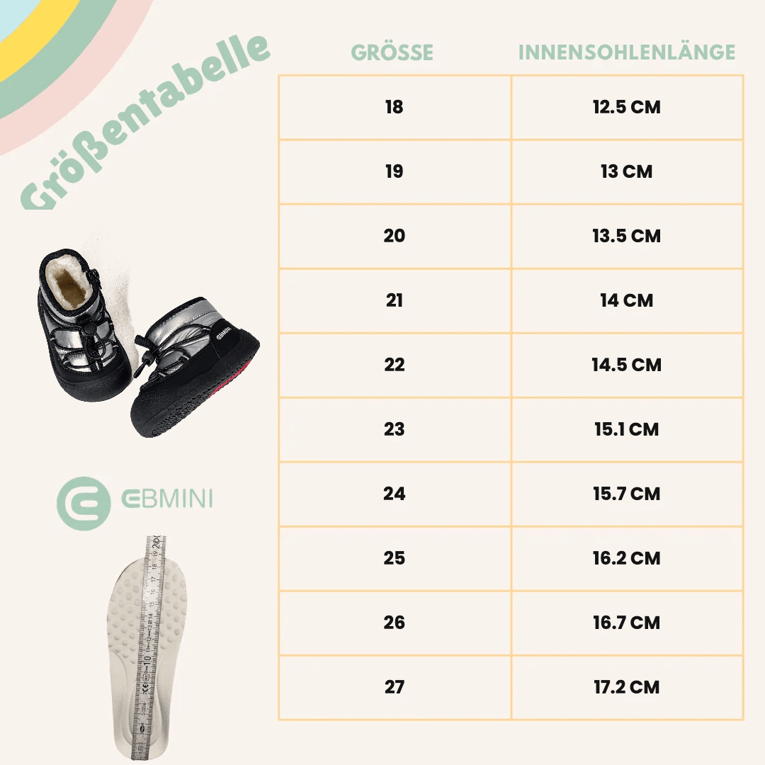 EBMINI® LUMI - Wasserdichte Barfußstiefel für Kinder mit Warmfutter - Ebmini® - Kinder Barfußschuhe - LUMI-SIL-18