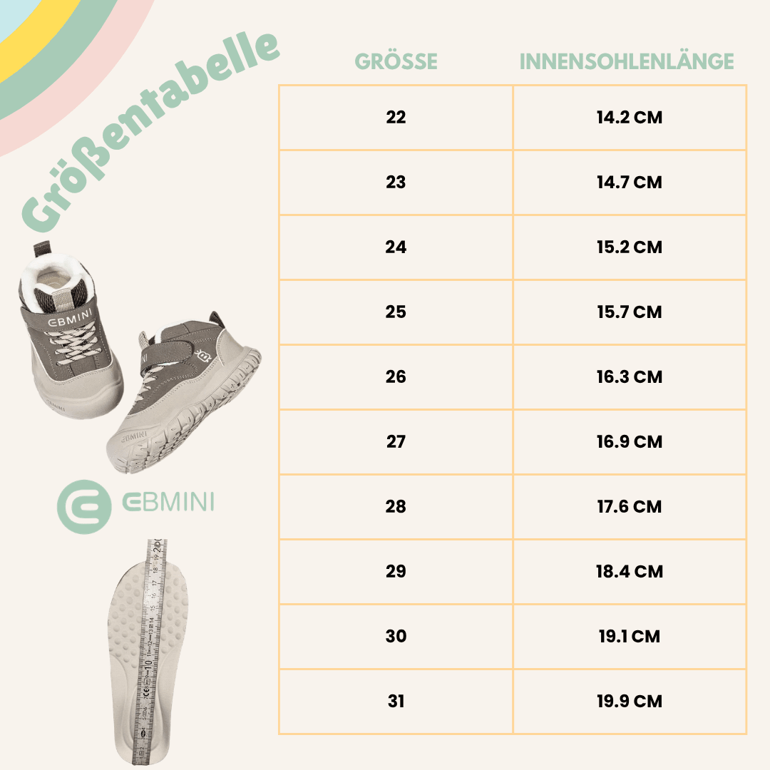 EBMINI® CED - Wasserdichte Barfußstiefel für Kinder mit warmfutter - Ebmini® - Kinder Barfußschuhe - 