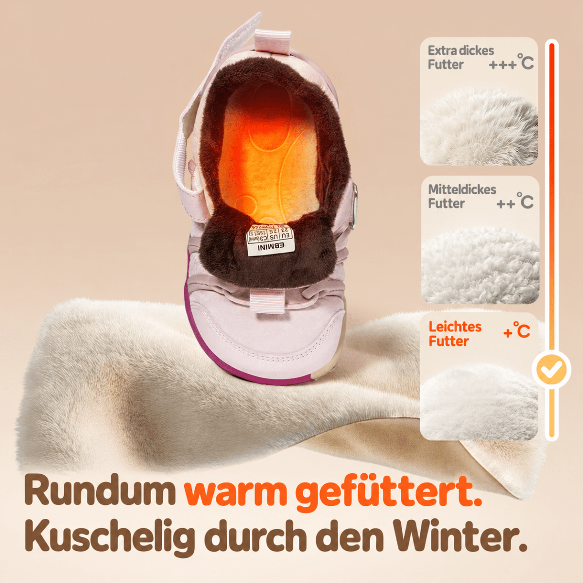 EBMINI® DRO - Winter Barfußsneaker für Kinder mit Warmfutter - Ebmini® - Kinder Barfußschuhe - 