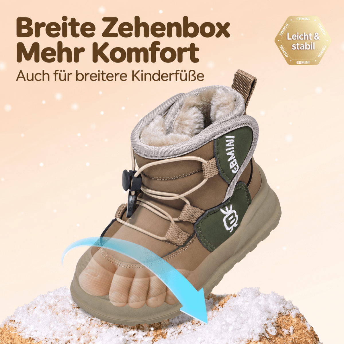 EBMINI® FOZ - Wasserdichte Barfußstiefel für Kinder mit Futterung - Ebmini® - Kinder Barfußschuhe - 