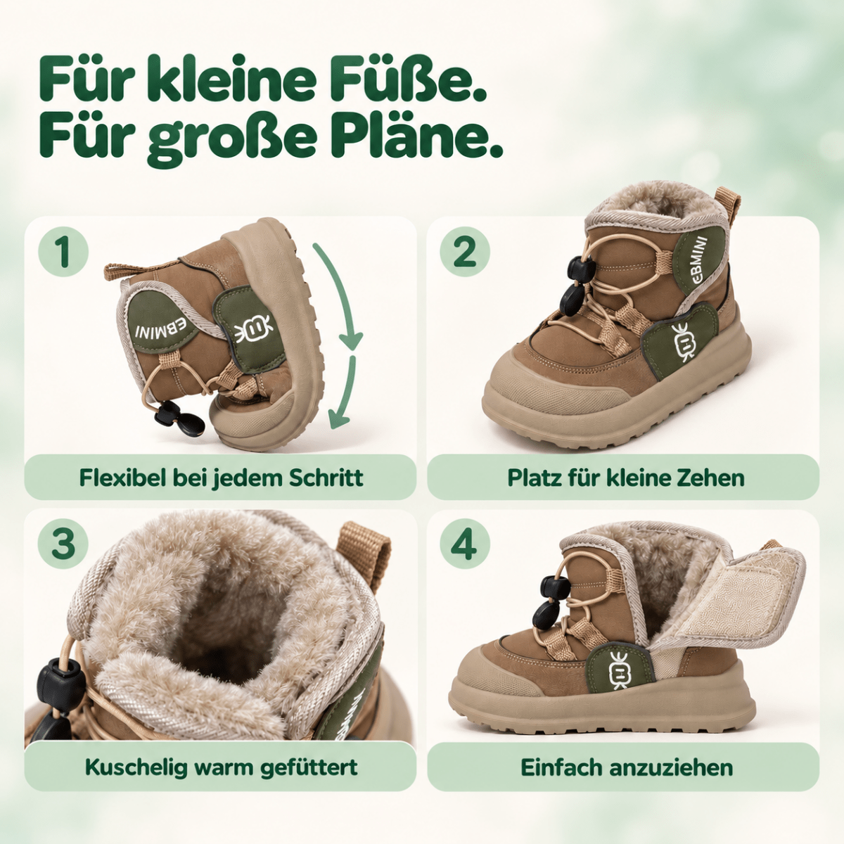 EBMINI® FOZ - Wasserdichte Barfußstiefel für Kinder mit Warmfutter - Ebmini® - Kinder Barfußschuhe - 209913031295