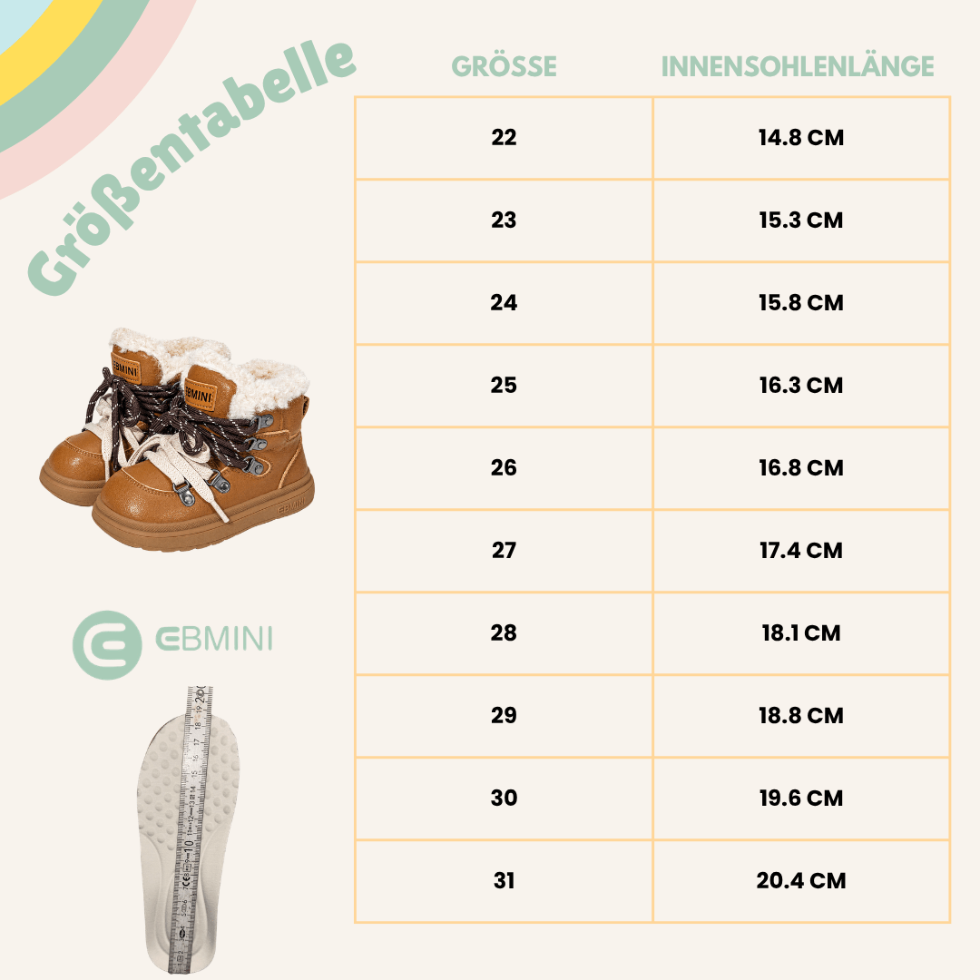 EBMINI® FRID - Wasserdichte Barfußstiefel für Kinder mit warmfutter - Ebmini® - Kinder Barfußschuhe - 
