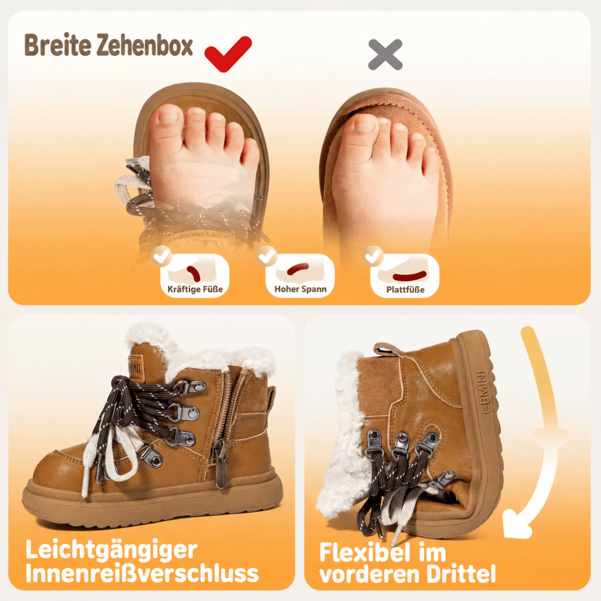 EBMINI® FRID - Wasserdichte Barfußstiefel für Kinder mit warmfutter - Ebmini® - Kinder Barfußschuhe - 