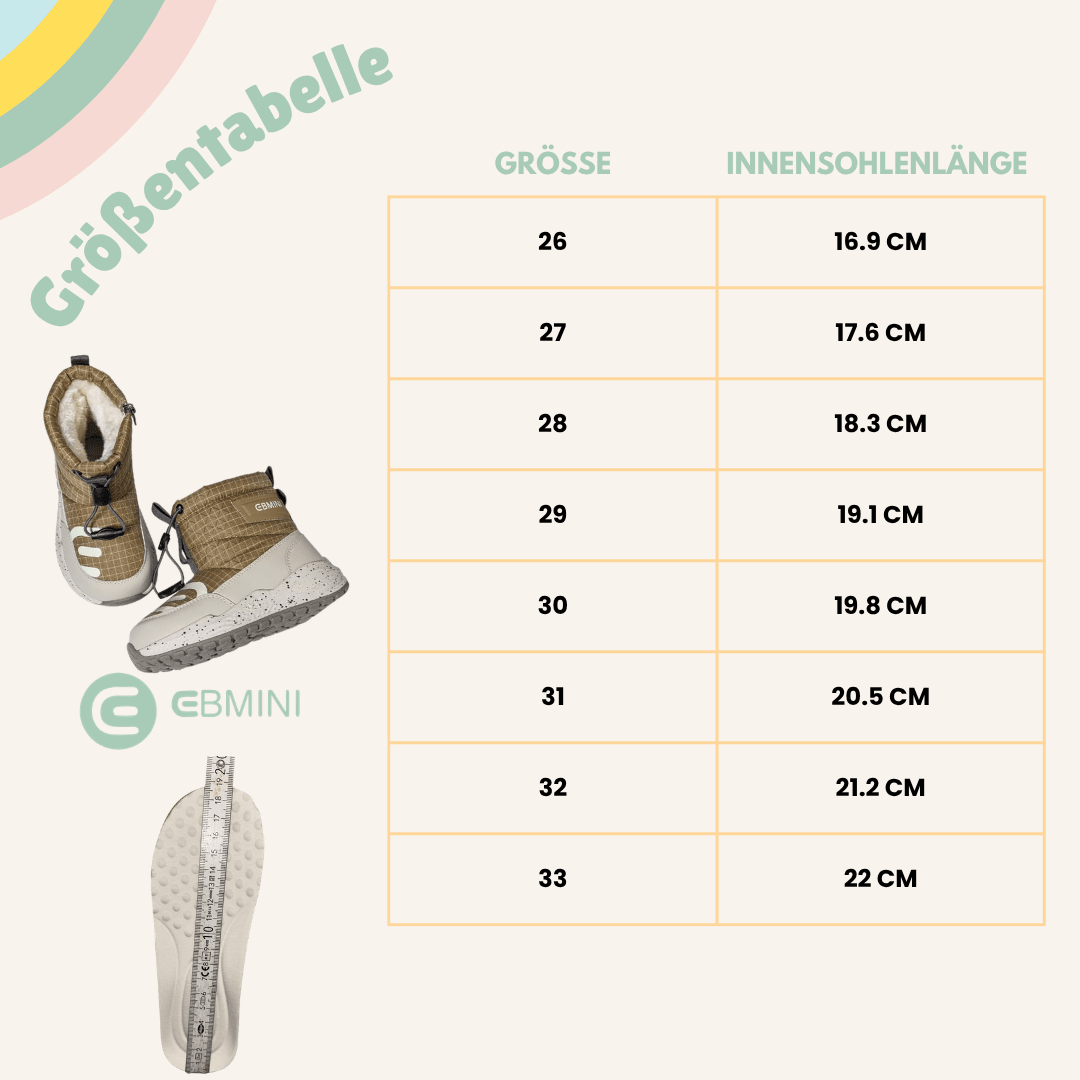 EBMINI® RIM - Wasserdichte Barfußstiefel für Kinder mit Warmfutter - Ebmini® - Kinder Barfußschuhe - 